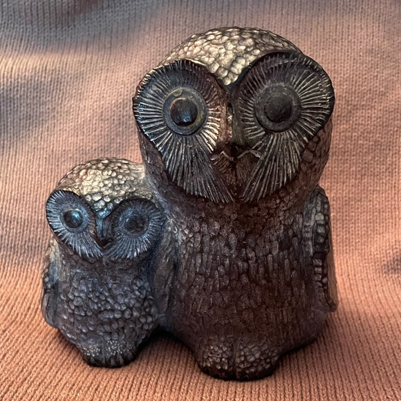 Vintage 1980 NUVUK Canada Carved Soapstone Owls - Picture 3 of 10